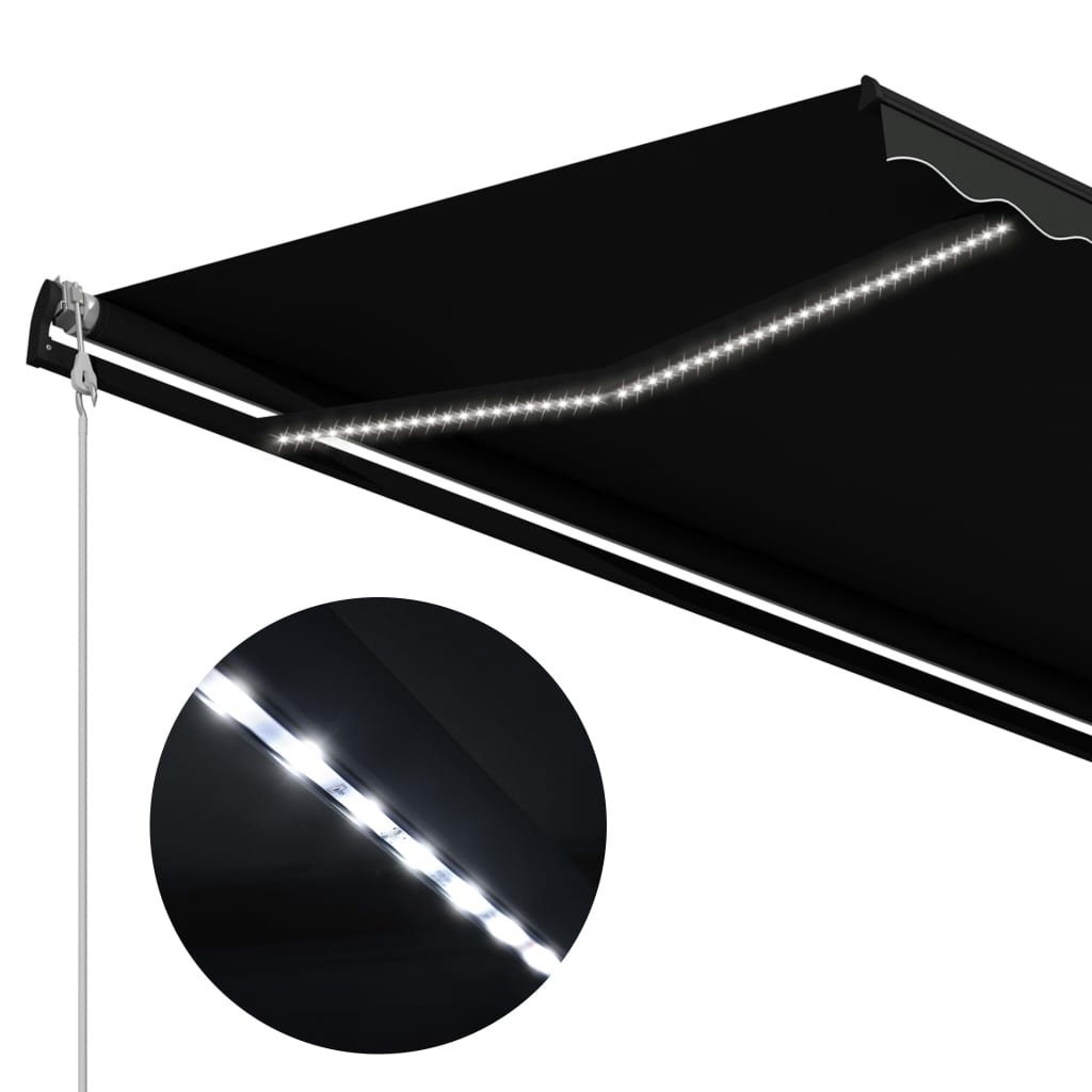 Copertină retractabilă cu senzor vânt & LED antracit 400x300 cm