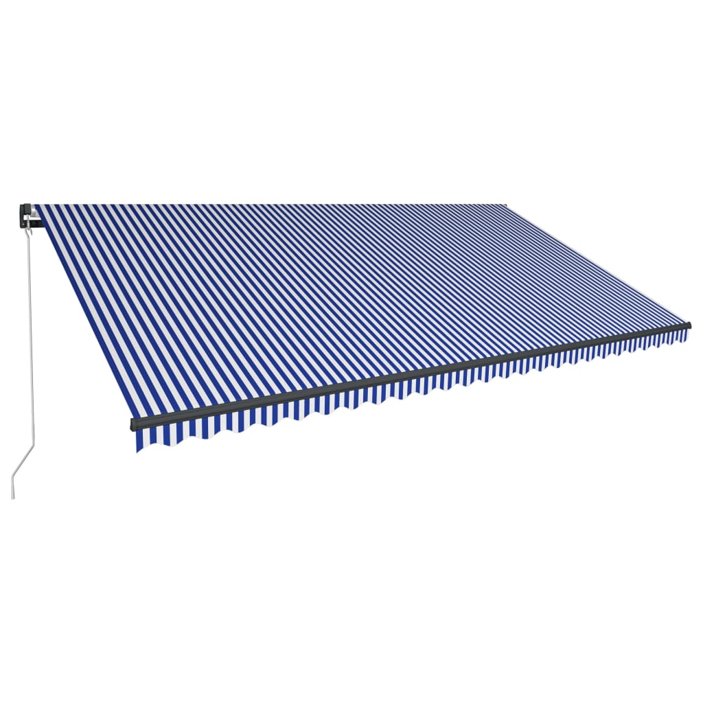 Copertină retractabilă manual cu LED albastru & alb 600x300 cm