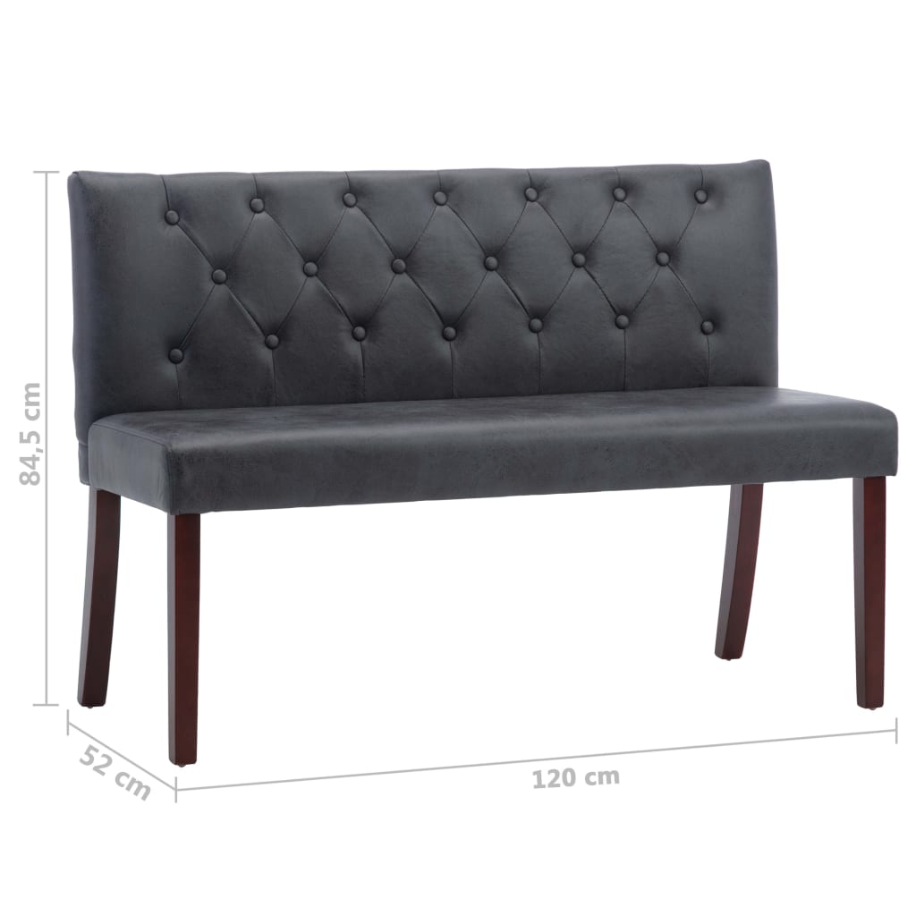 Bancă, gri, 120 cm, velur ecologic