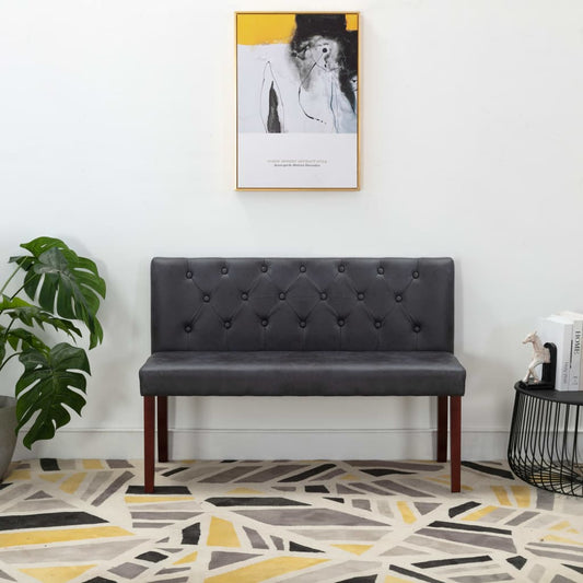 Bancă, gri, 120 cm, velur ecologic