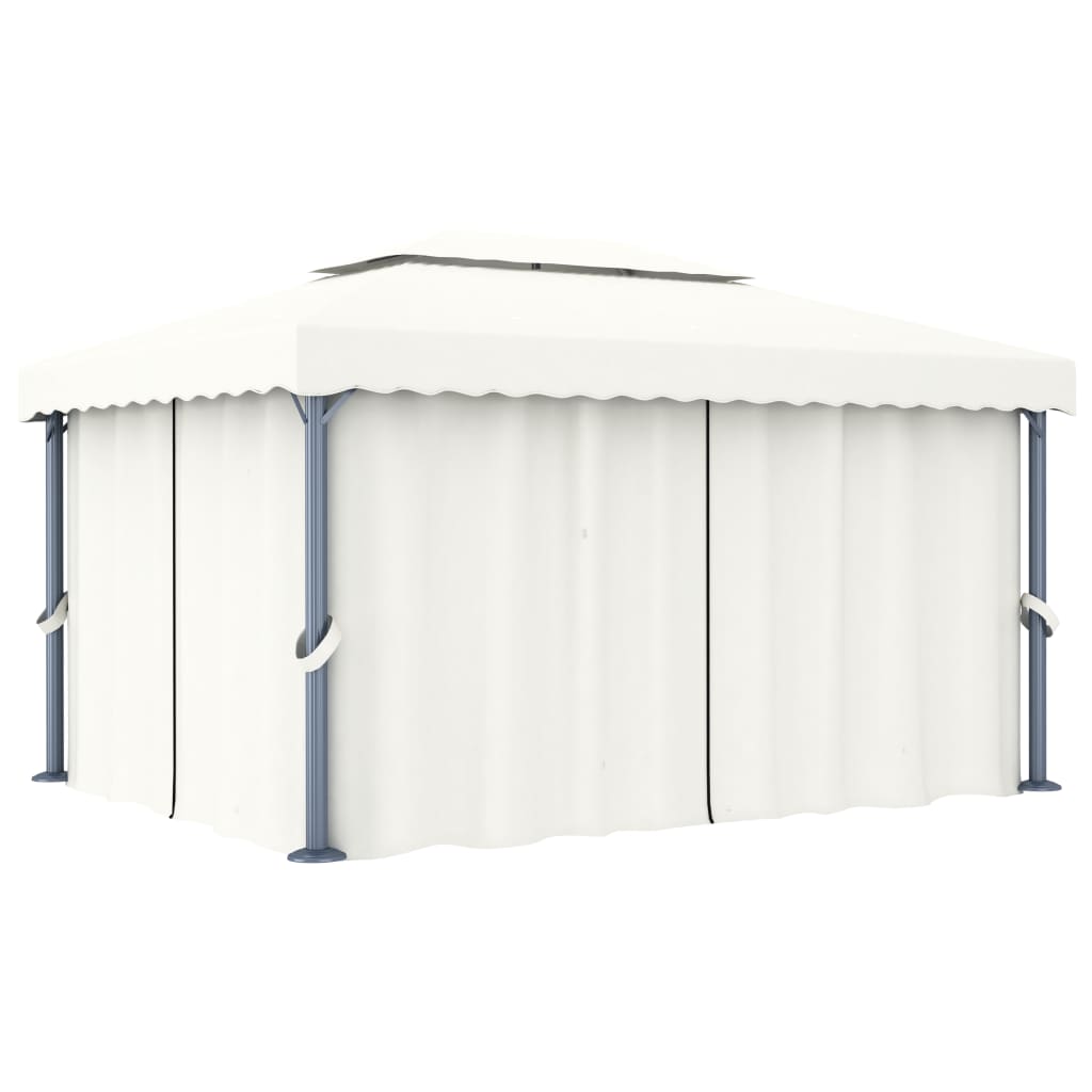 Pavilion cu perdea, alb crem, 4 x 3 m, aluminiu