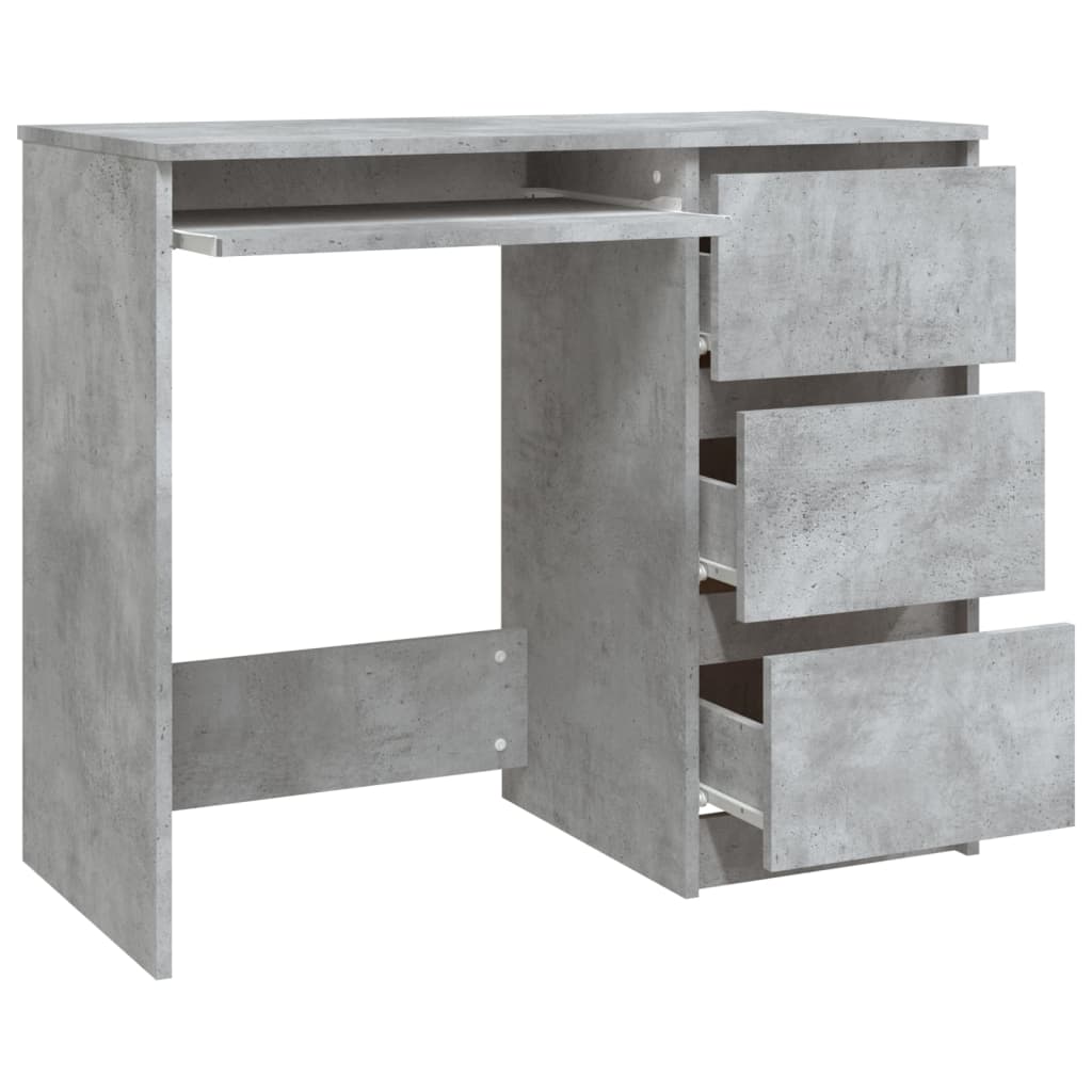 Birou, gri beton, 90 x 45 x 76 cm, lemn prelucrat