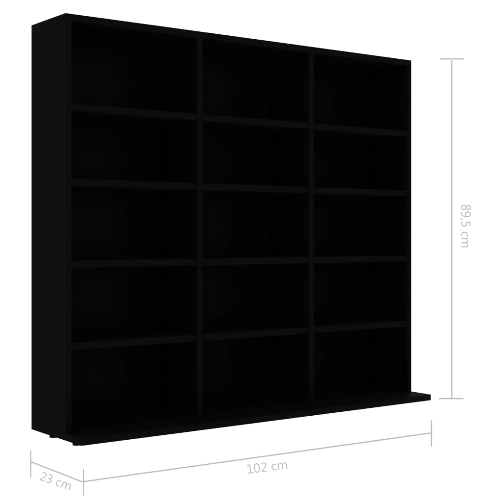 Dulap pentru CD-uri, negru, 102 x 23 x 89,5 cm, PAL