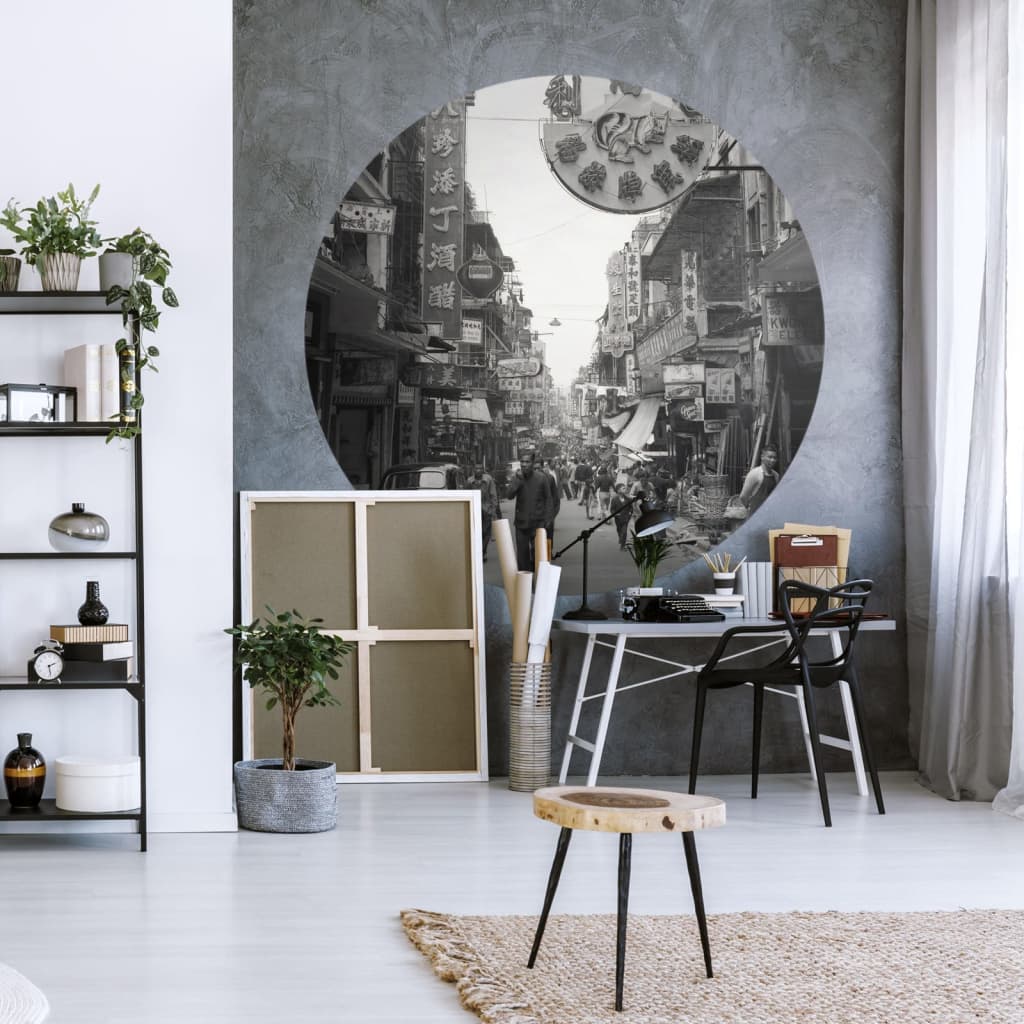 WallArt Tapet în formă de cerc „Hong Kong the Old Days”, 190 cm