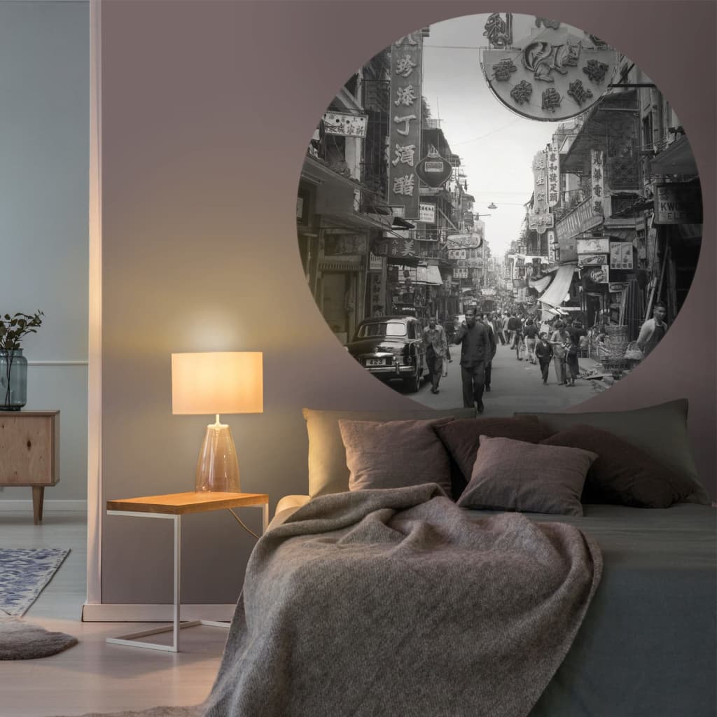 WallArt Tapet în formă de cerc „Hong Kong the Old Days”, 190 cm