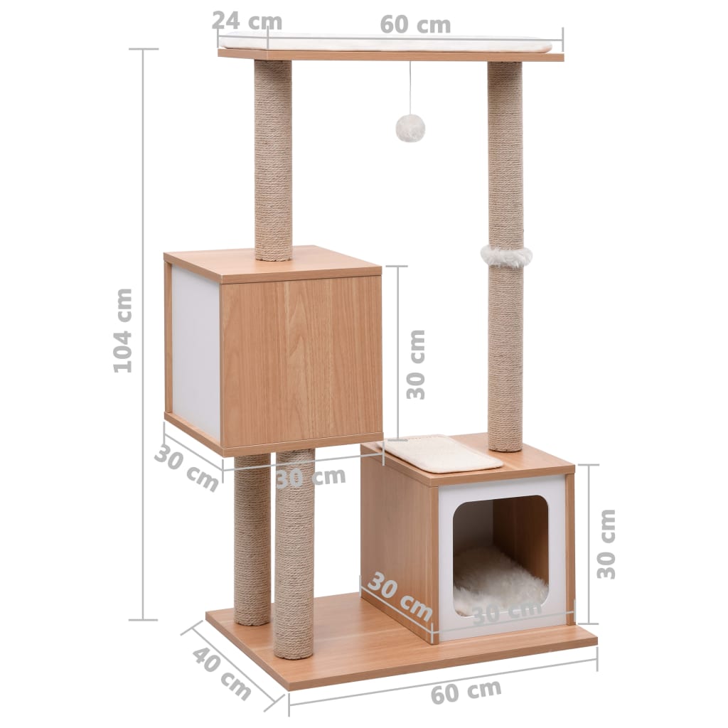 Ansamblu pentru pisici, covoraș din funie de sisal, 104 cm