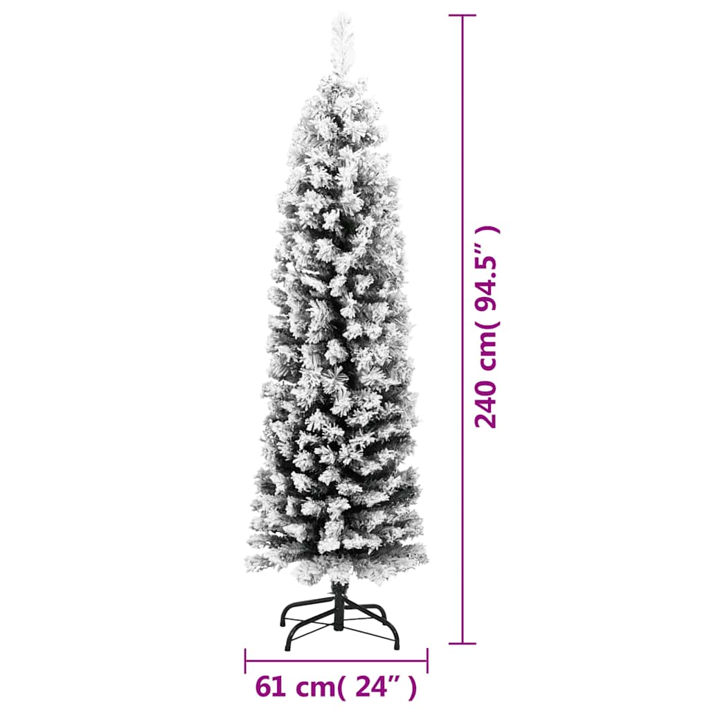 Pom de Crăciun artificial subțire cu zăpadă verde 240 cm PVC