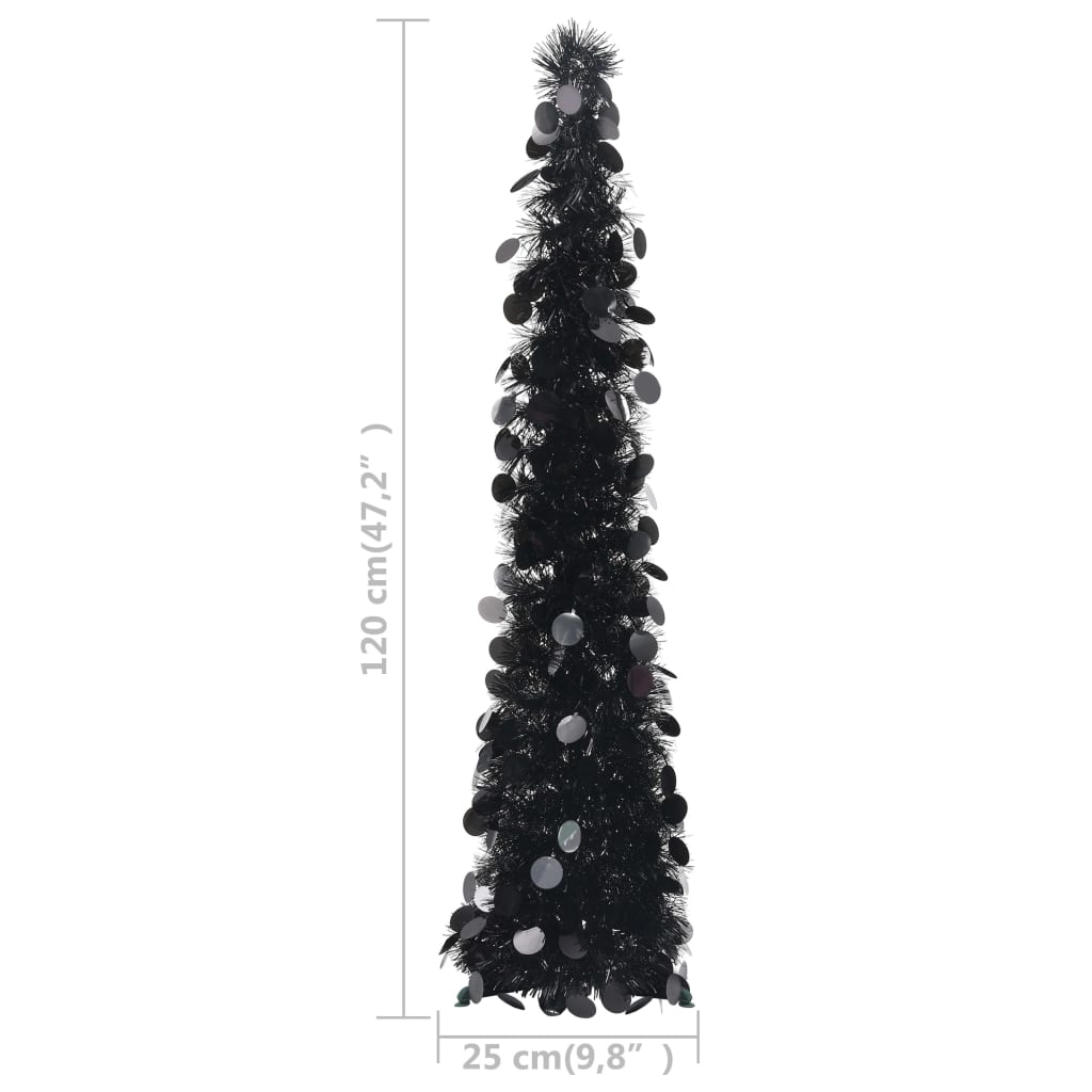 Brad de Crăciun artificial tip pop-up, negru, 120 cm, PET