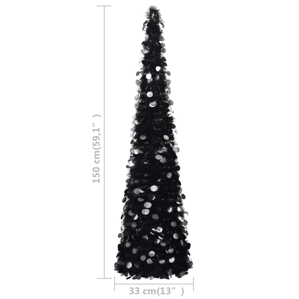 Brad de Crăciun artificial tip pop-up, negru, 150 cm, PET