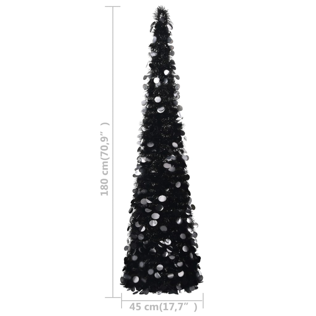 Brad de Crăciun artificial tip pop-up, negru, 180 cm, PET