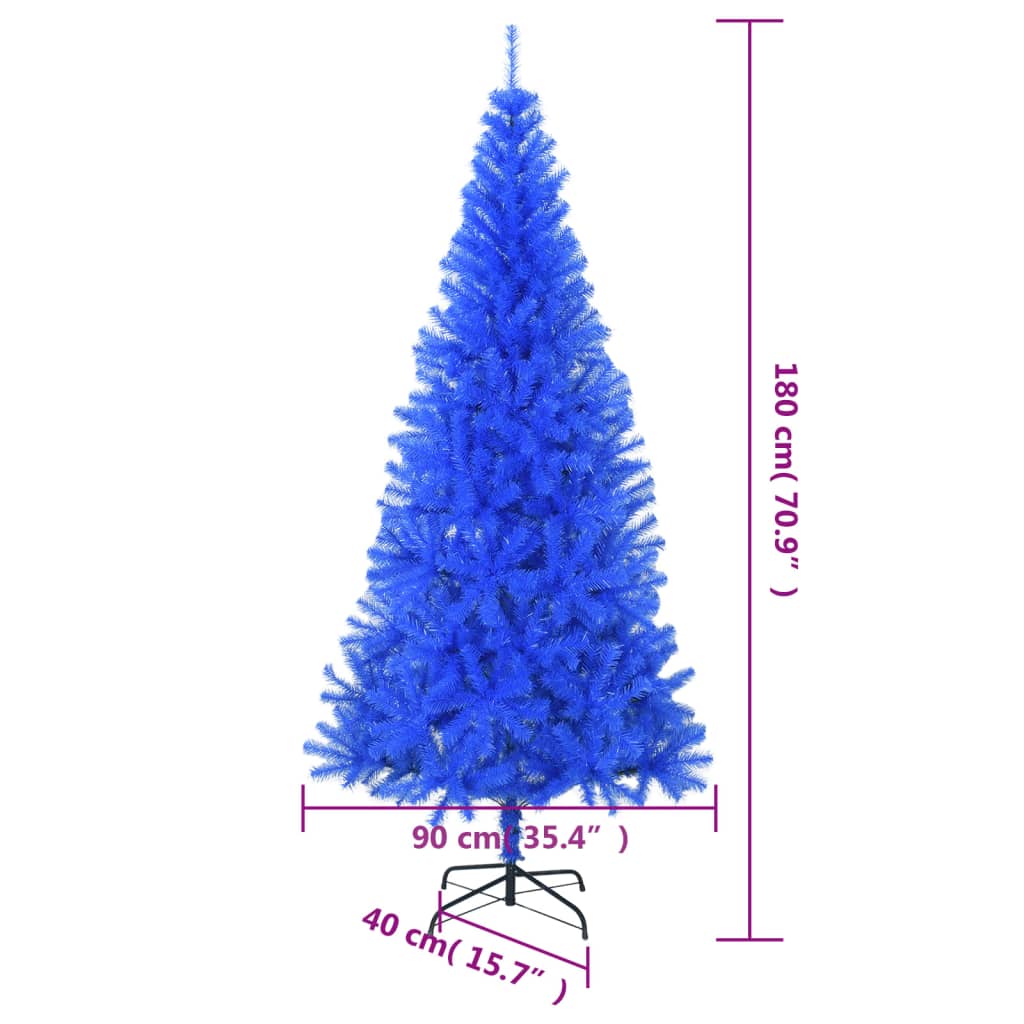 Pom de Crăciun artificial subțire suport albastru 180 cm PVC