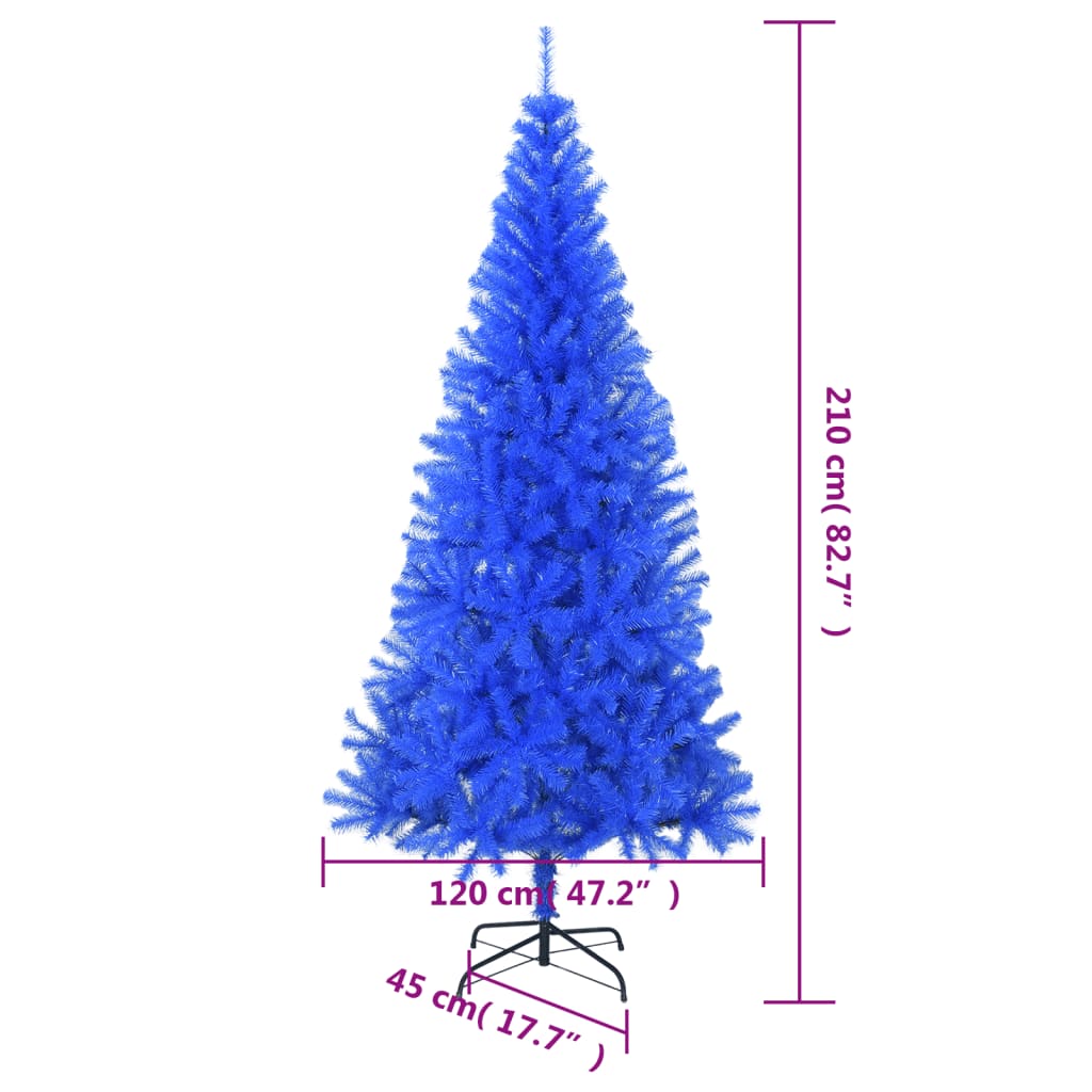 Pom de Crăciun artificial cu suport, albastru, 210 cm, PVC