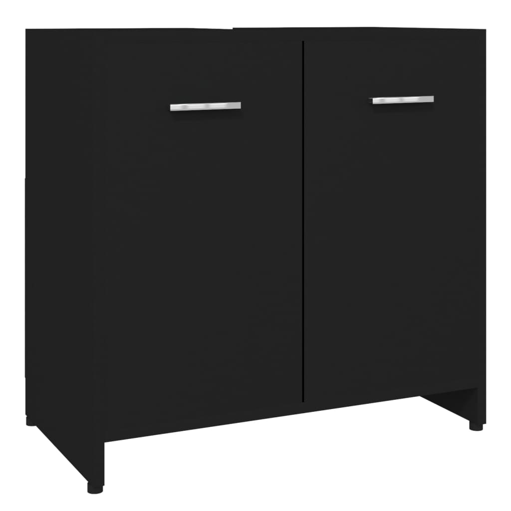 Dulap de baie, negru, 60x33x61 cm, lemn prelucrat