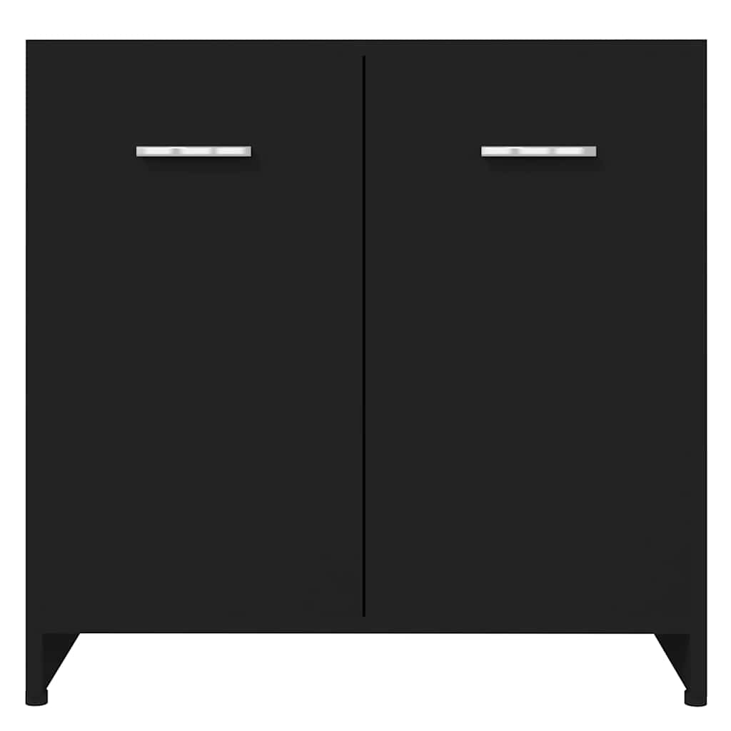 Dulap de baie, negru, 60x33x61 cm, lemn prelucrat