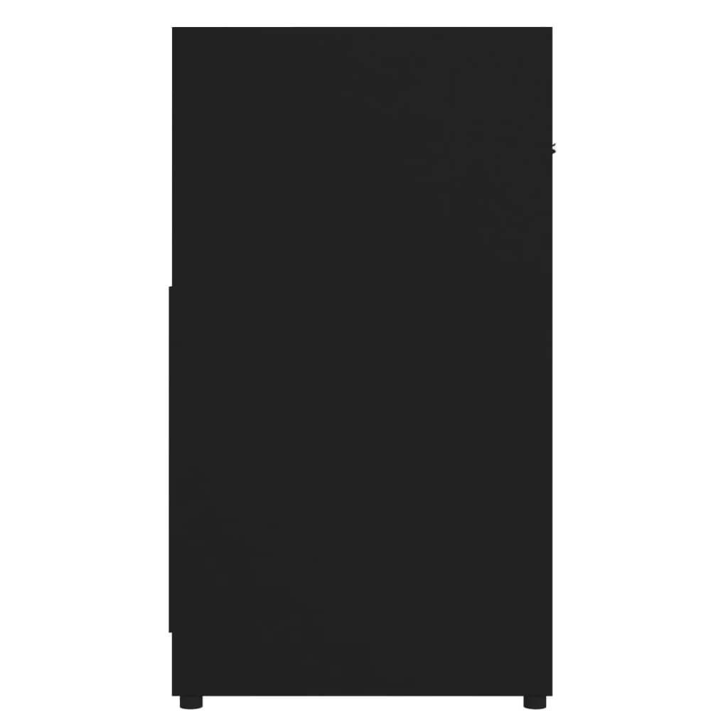 Dulap de baie, negru, 60x33x61 cm, lemn prelucrat