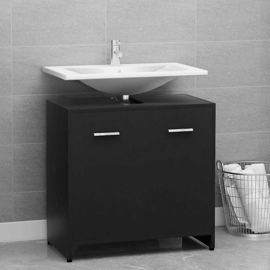 Dulap de baie, negru, 60x33x61 cm, lemn prelucrat