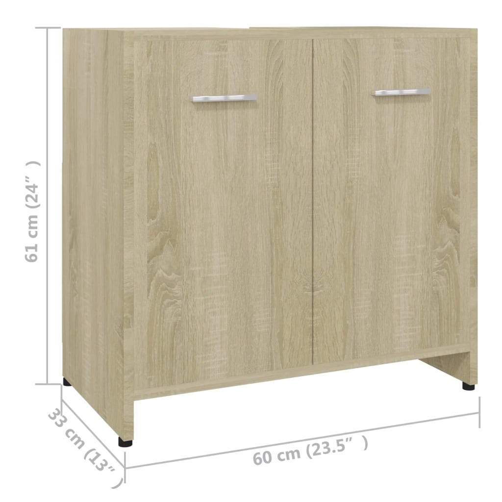 Bathroom cabinet, Sonoma oak, 60 x 33 x 61 cm, chipboard