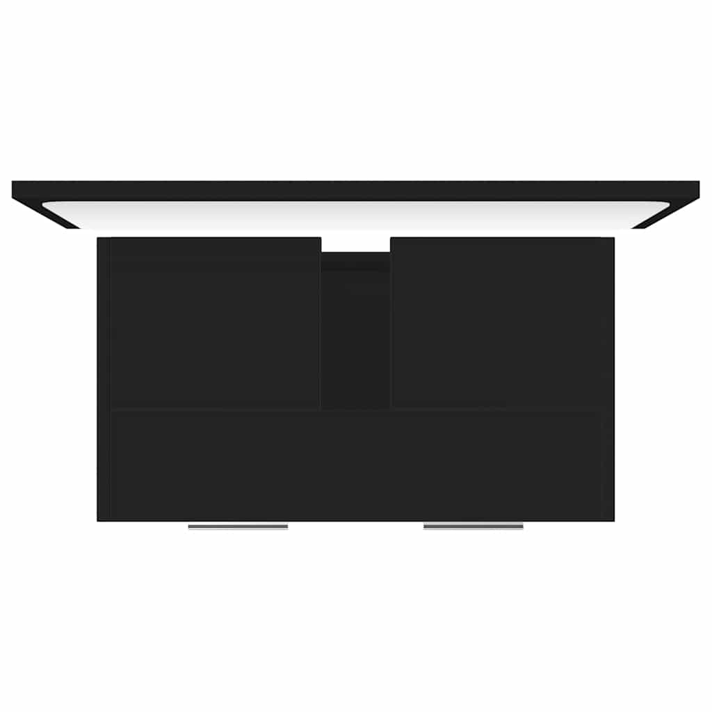 Set de mobilier de baie, negru, lemn prelucrat