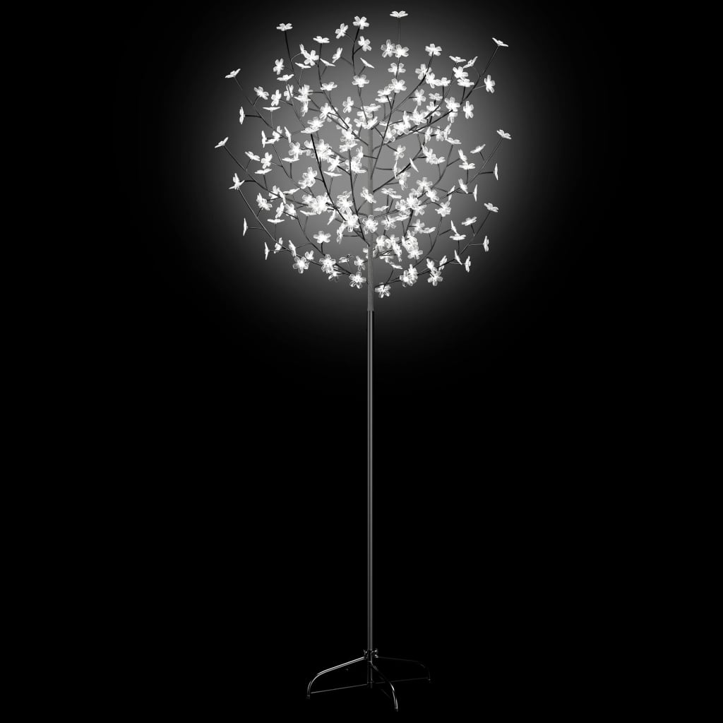 Pom Crăciun, 200 LED-uri alb rece, flori de cireș, 180 cm