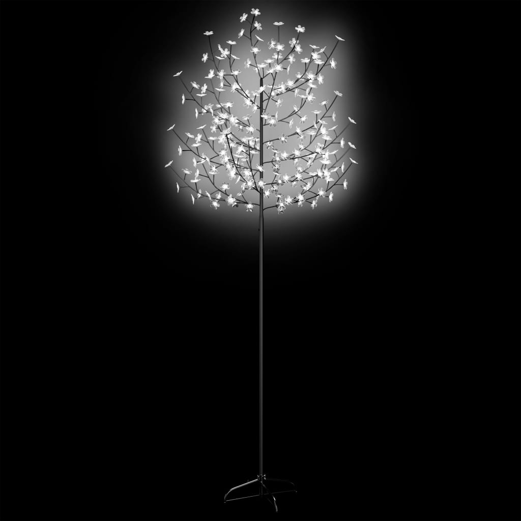 Pom Crăciun, 220 LED-uri alb rece, flori de cireș, 220 cm