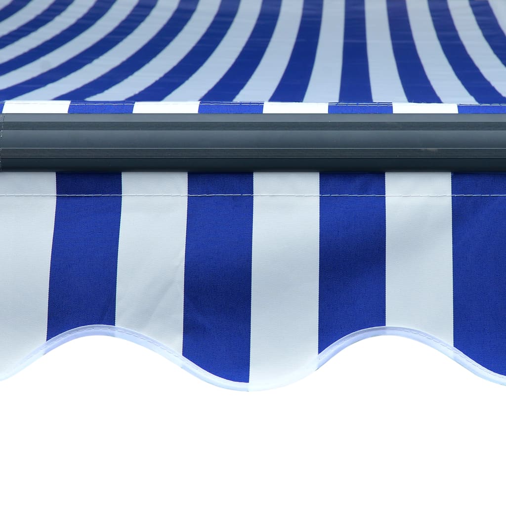 Copertină retractabilă manual cu LED, albastru/alb, 300x250 cm