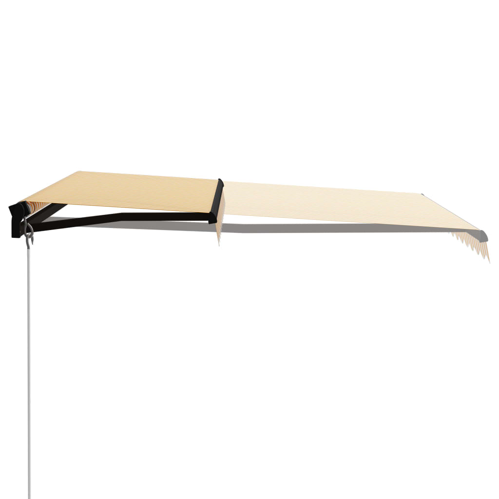 Copertină retractabilă manual cu LED, galben/alb, 300 x 250 cm