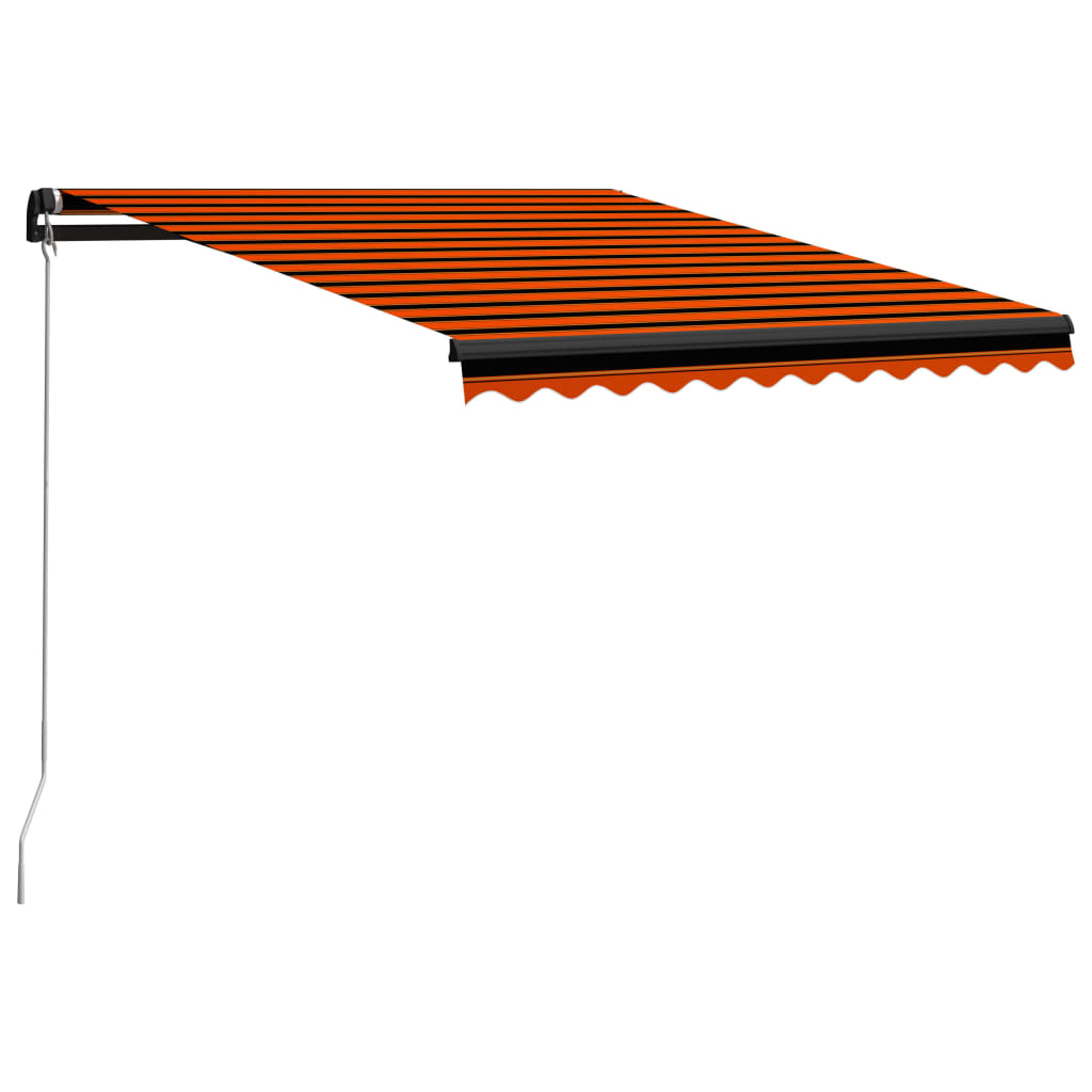 Copertină retractabilă manual LED, portocaliu/maro, 350x250 cm