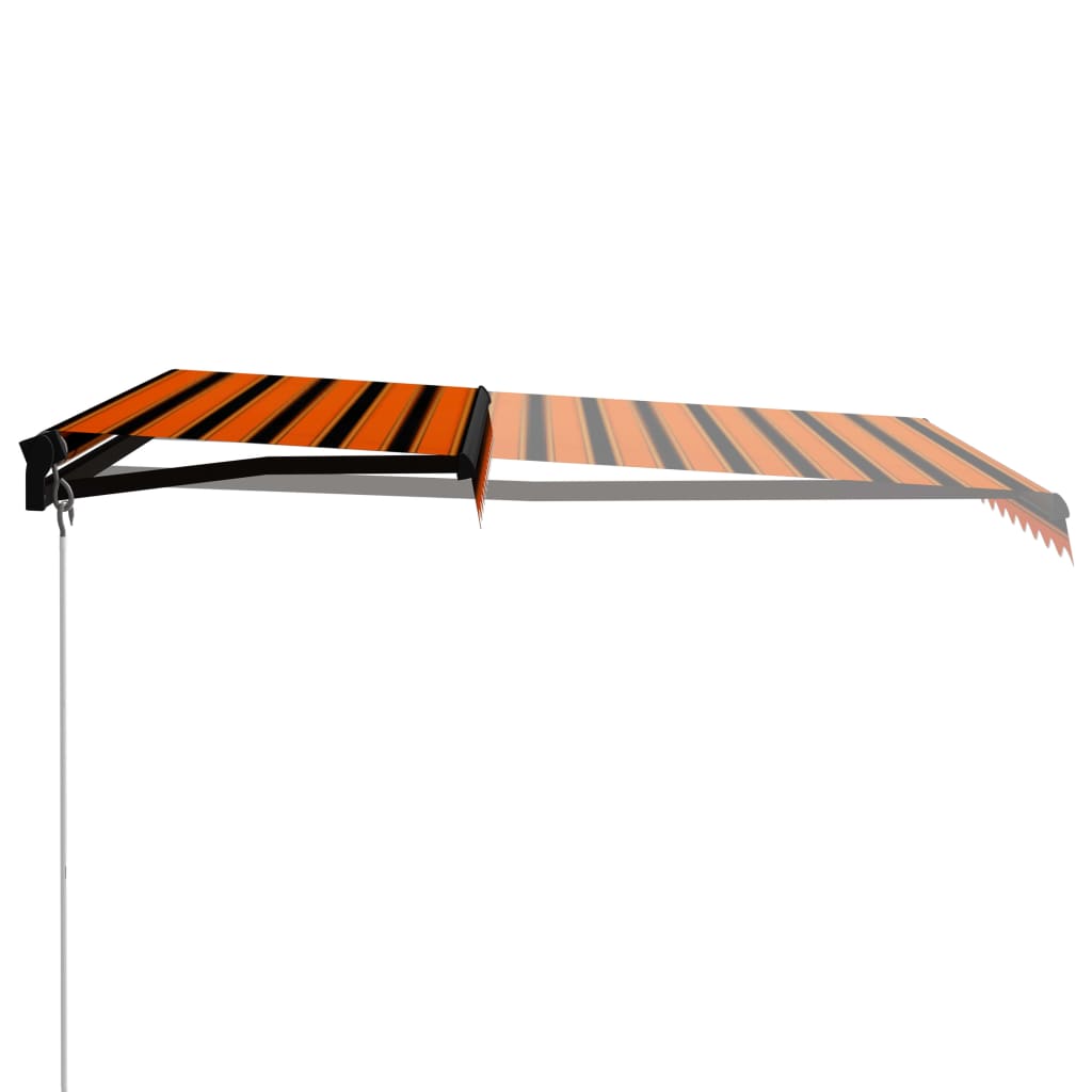 Copertină retractabilă manual LED, portocaliu/maro, 350x250 cm