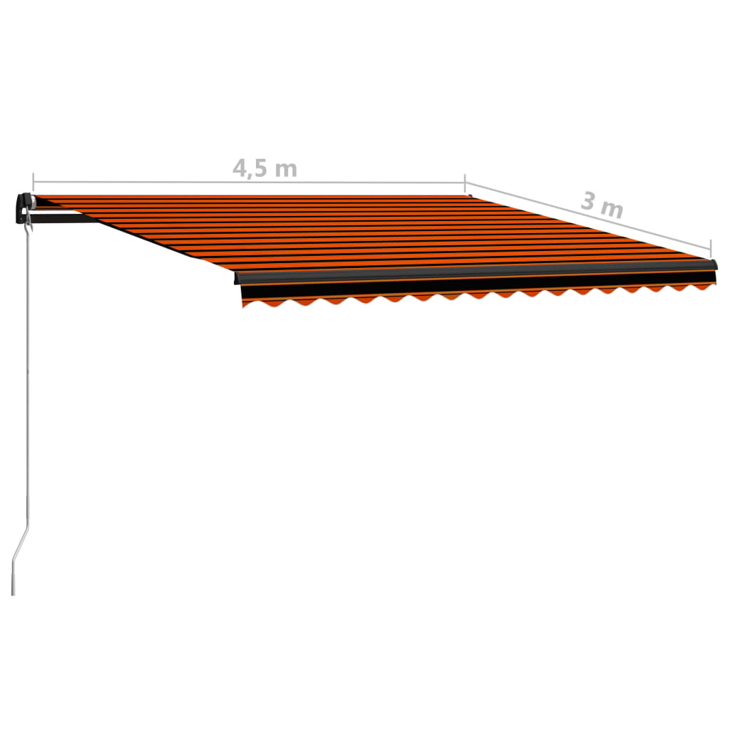 Copertină retractabilă manual LED portocaliu/maro, 450 x 300 cm