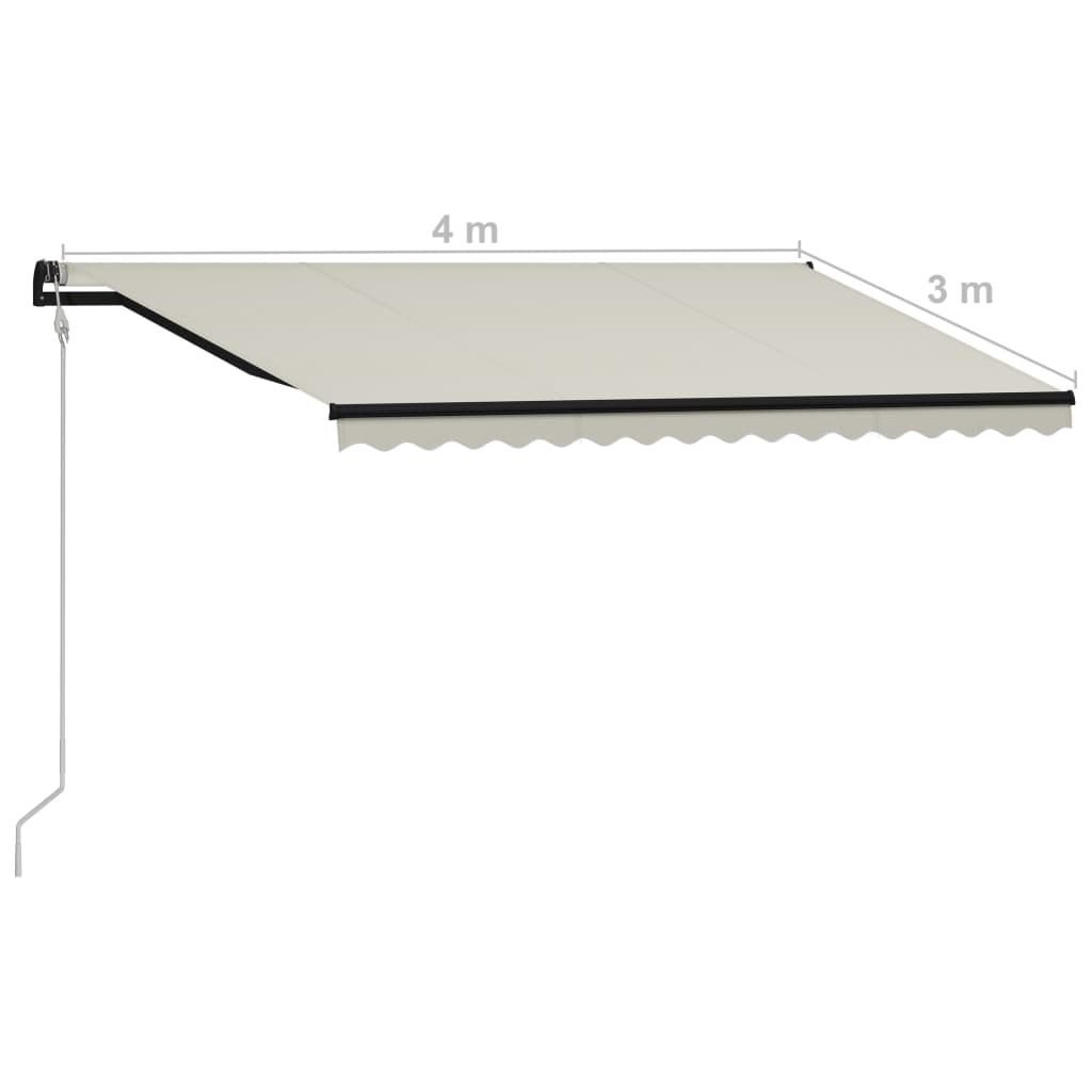 Copertină retractabilă cu senzor vânt & LED, crem, 400x300 cm