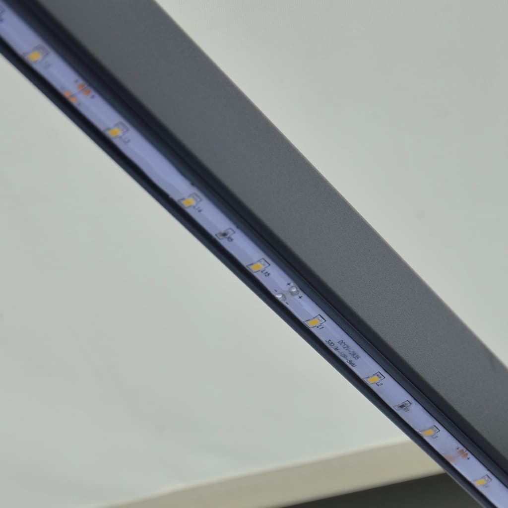 Copertină retractabilă cu senzor vânt & LED, crem, 400x300 cm