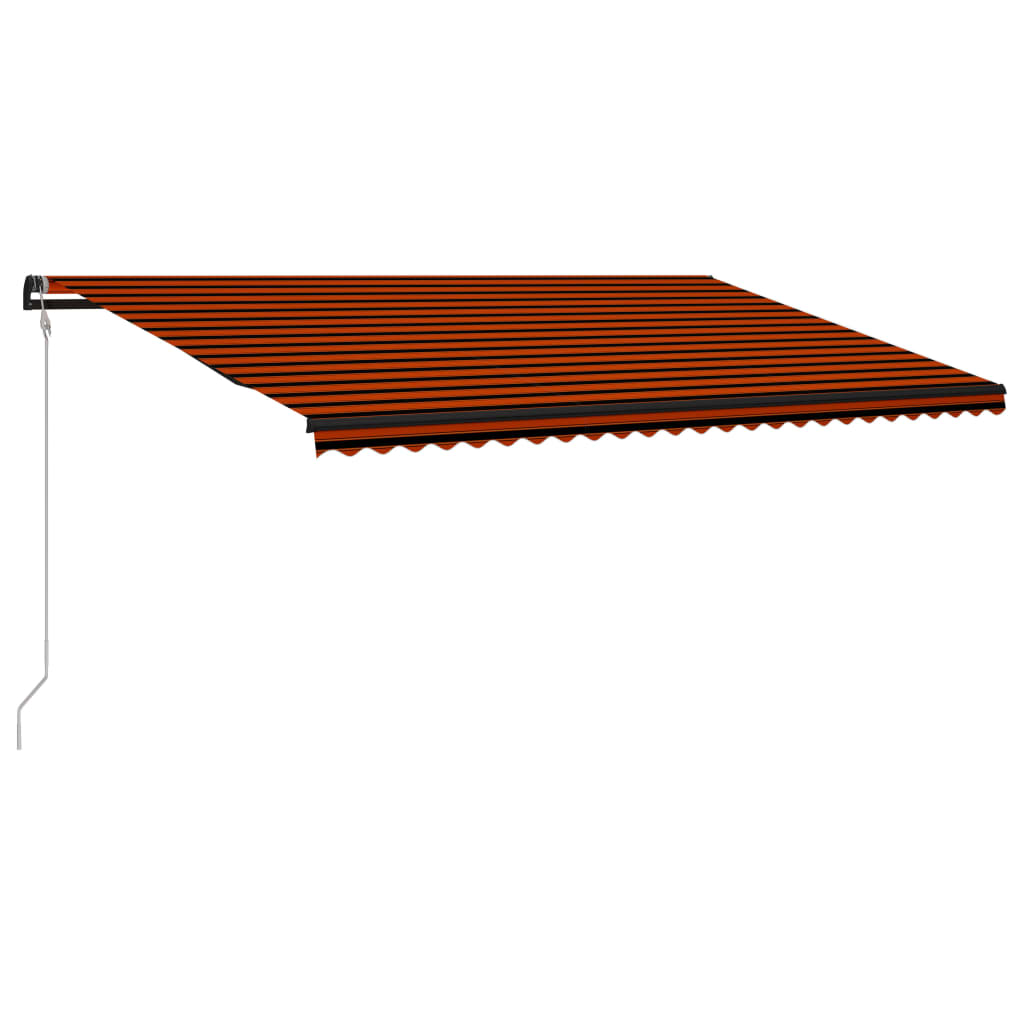 Copertină retractabilă senzor vânt & LED oranj/maro, 600x300 cm