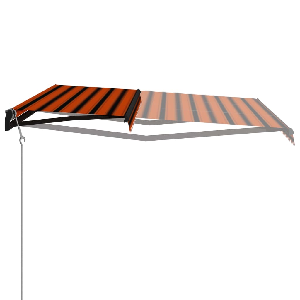 Copertină retractabilă senzor vânt & LED oranj/maro, 600x300 cm