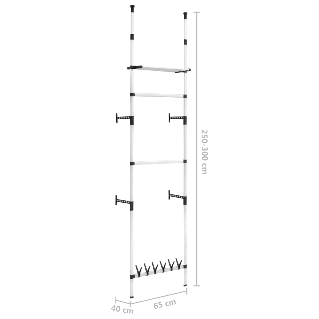 Sistem șifonier telescopic, cu bare și raft, aluminiu