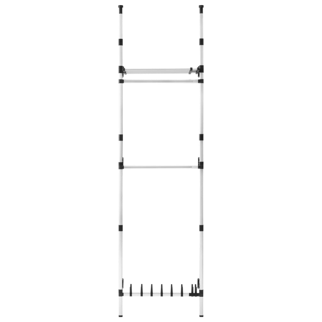 Sistem șifonier telescopic, cu bare și raft, aluminiu