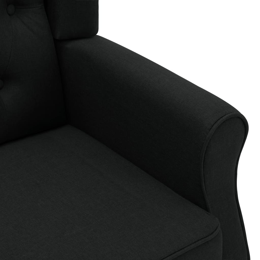 Fotoliu cu taburet pentru picioare, negru, material textil