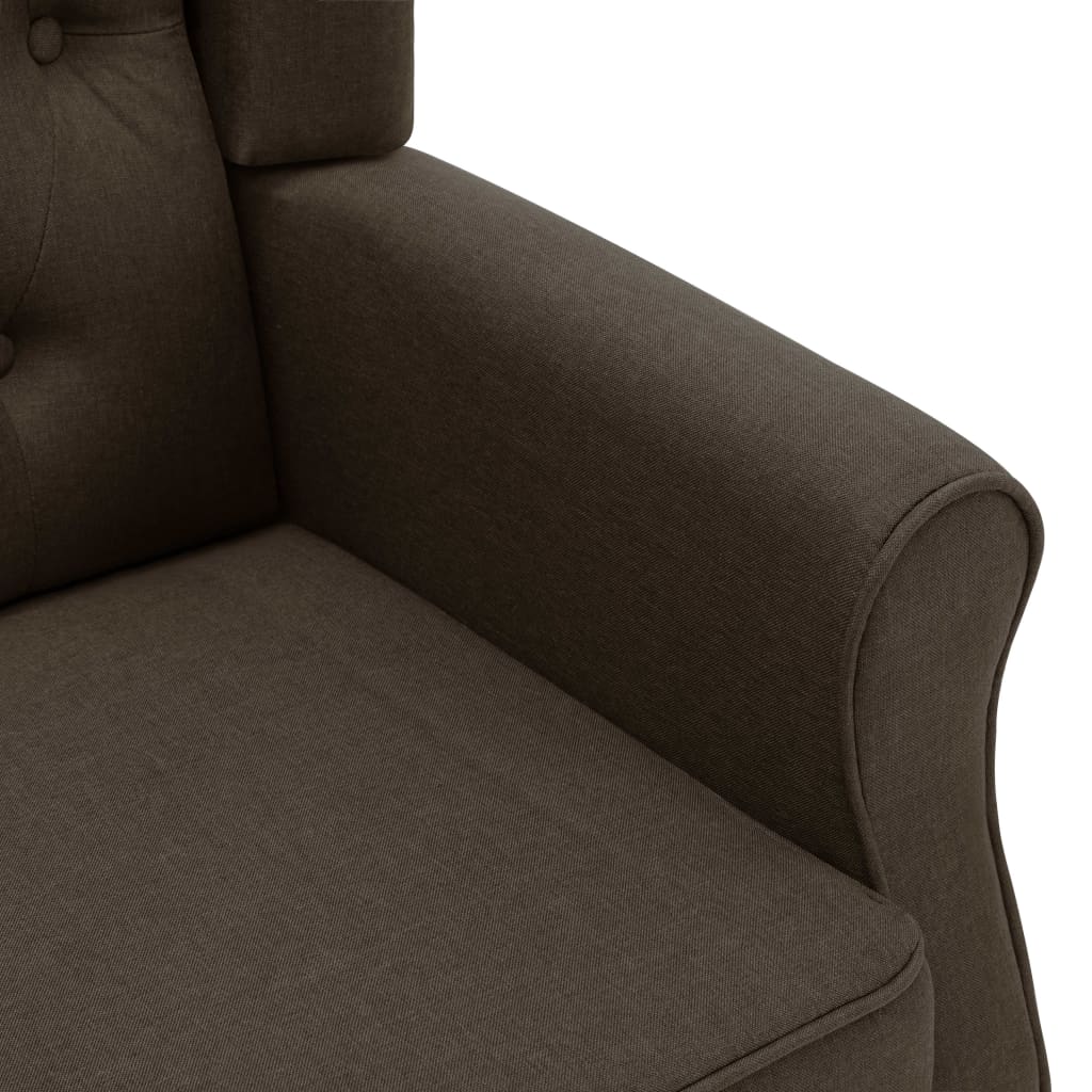 Fotoliu cu taburet pentru picioare, maro, material textil