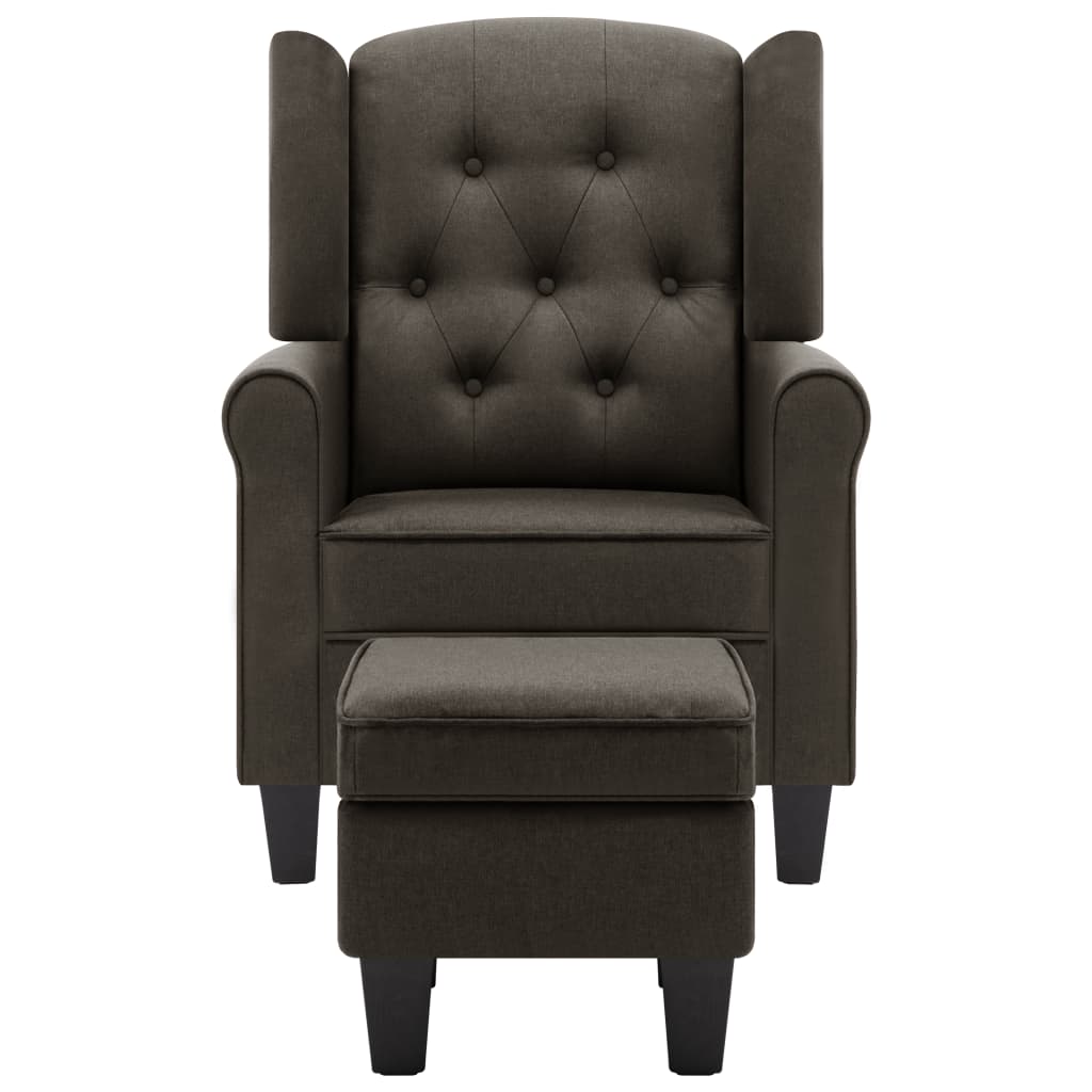 Fotoliu cu taburet pentru picioare, gri taupe, material textil