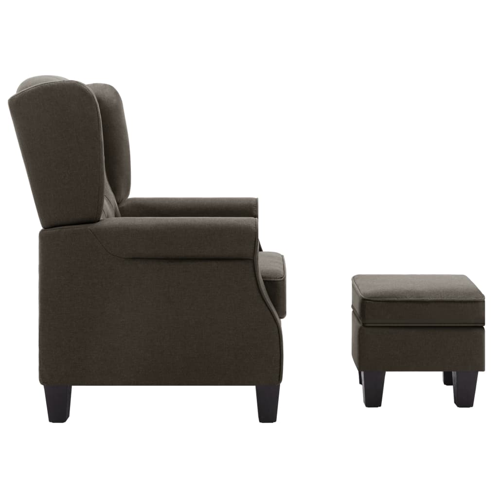 Fotoliu cu taburet pentru picioare, gri taupe, material textil