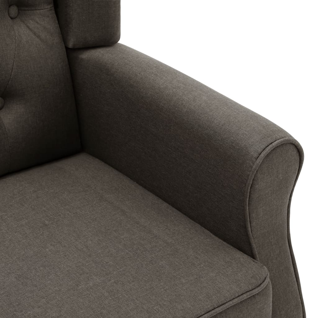 Fotoliu cu taburet pentru picioare, gri taupe, material textil