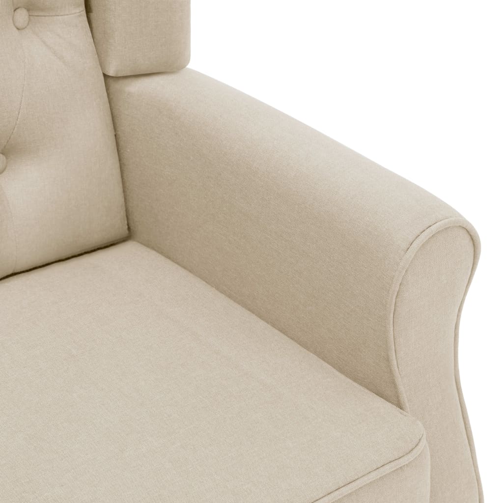Fotoliu cu taburet pentru picioare, crem, material textil