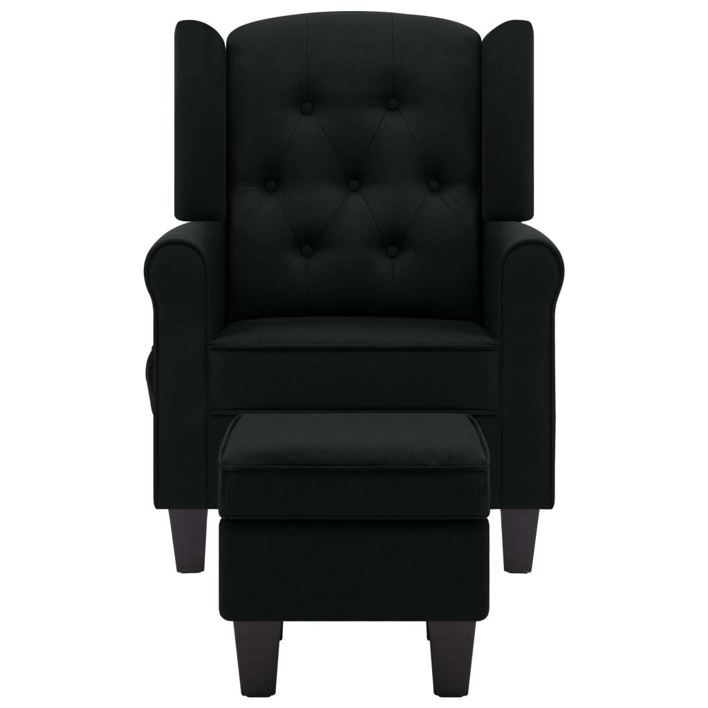 Fotoliu de masaj cu taburet, negru, material textil