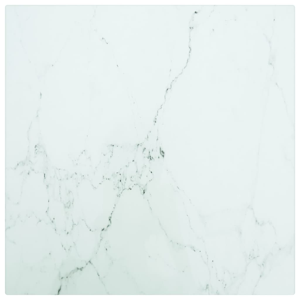 Blat masă alb 30x30 cm 6 mm sticlă securizată design marmură