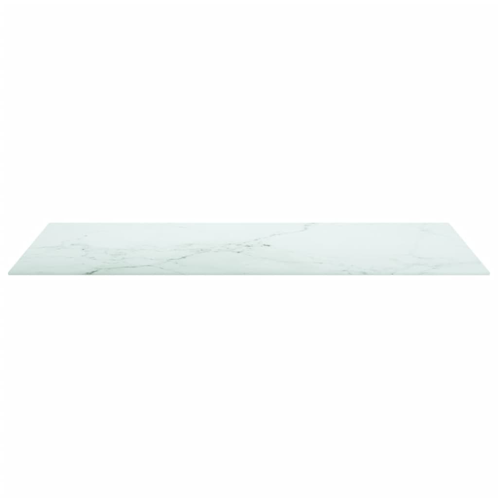 Blat masă alb 100x50 cm 6 mm sticlă securizată design marmură