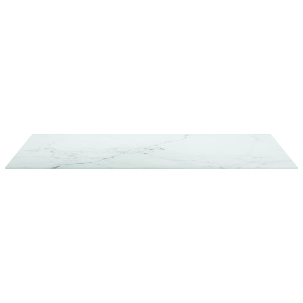 Blat masă alb 100x62 cm 8 mm sticlă securizată design marmură