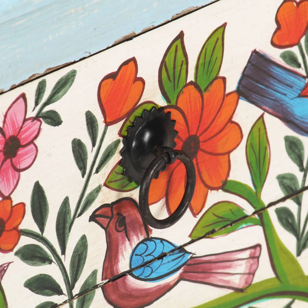 Noptieră pictată manual, 40 x 30 x 50 cm, lemn masiv mango