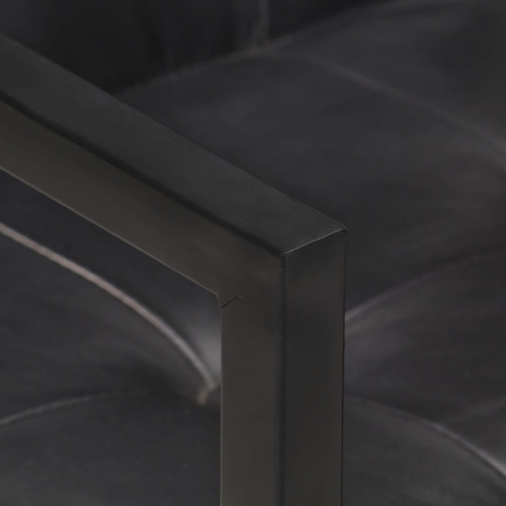 Scaune de bucătărie cantilever, 2 buc., negru, piele naturală