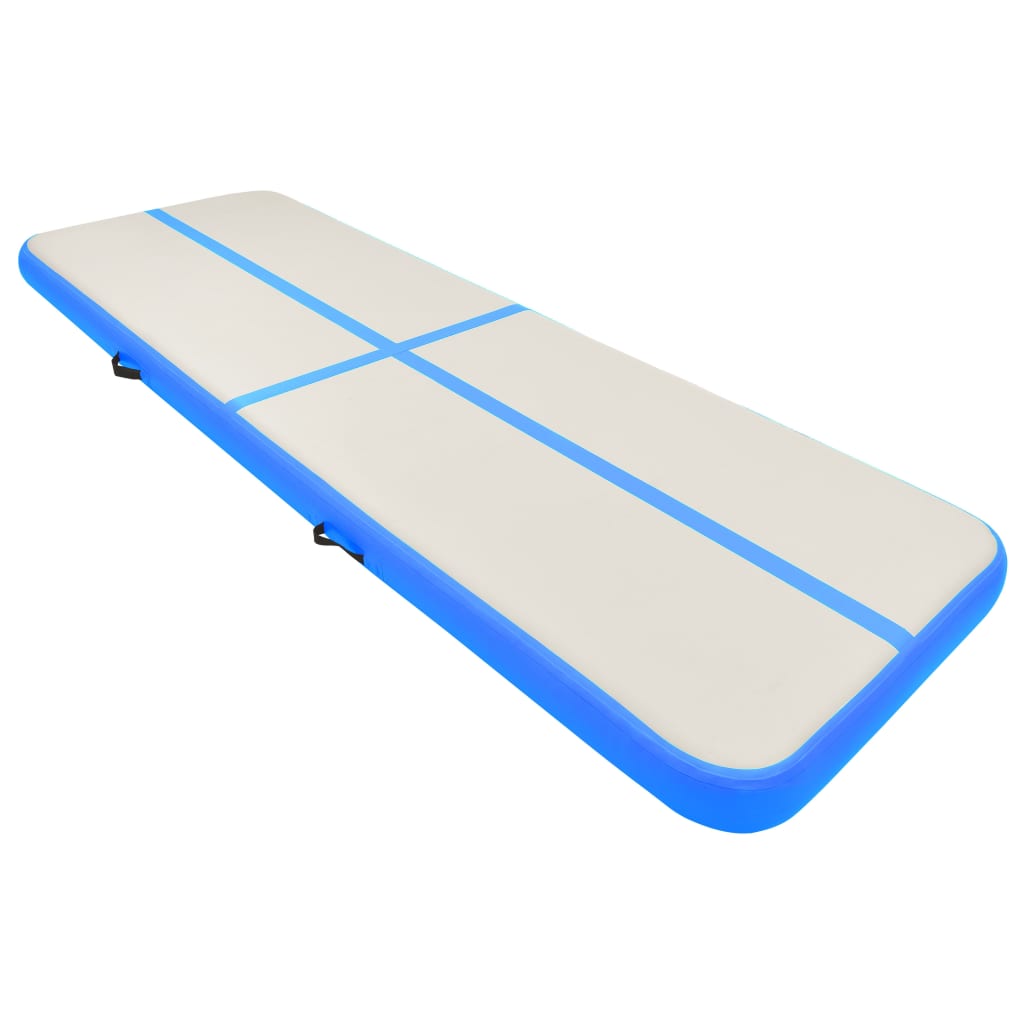 Saltea gimnastică gonflabilă cu pompă albastru 400x100x15cm PVC