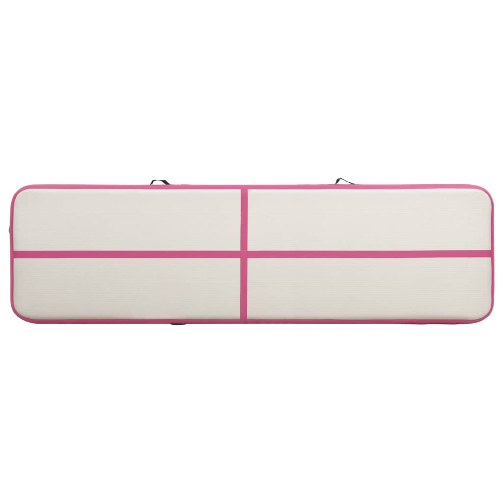 Saltea gimnastică gonflabilă cu pompă roz 600x100x15 cm PVC