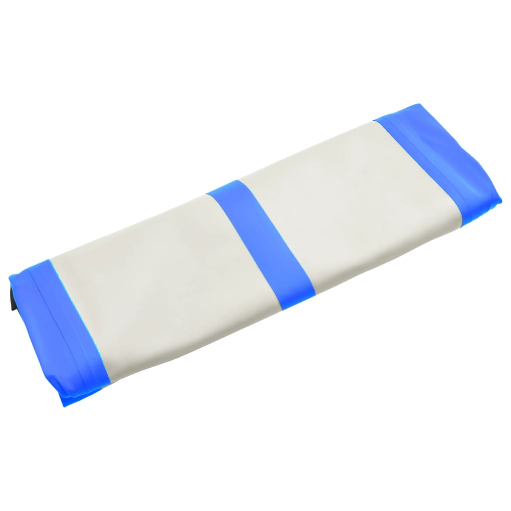 Saltea gimnastică gonflabilă cu pompă albastru 600x100x15cm PVC